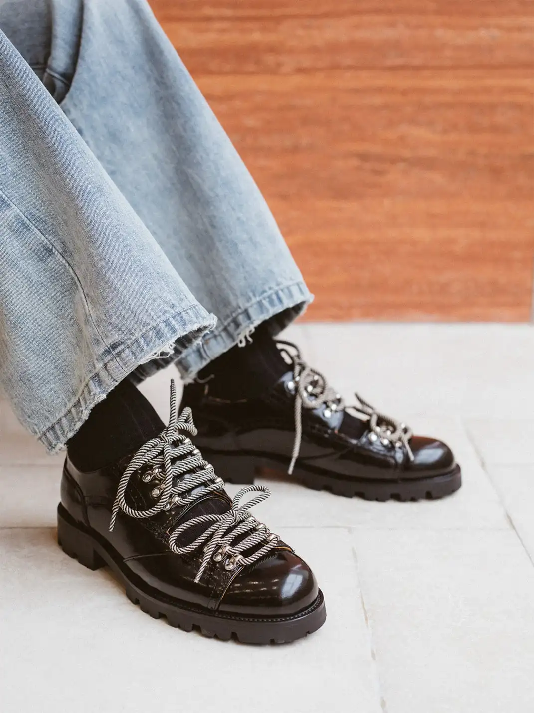DYZZYMOTIF | Cut Out Workwear Genuine Leather Derby Shoes
