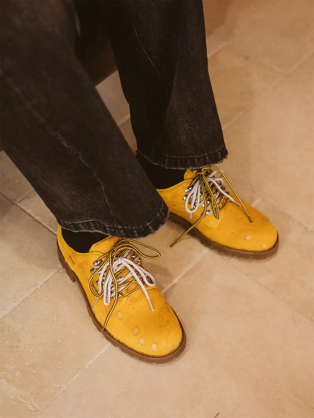 DYZZYMOTIF | Spot Pony Hair Genuine Leather Workwear Derby Shoes