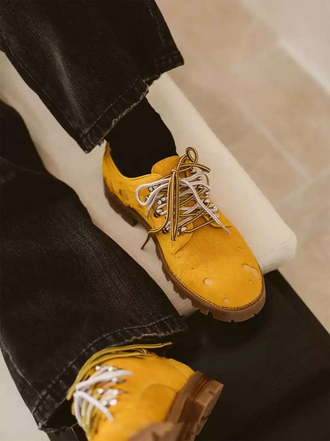 DYZZYMOTIF | Spot Pony Hair Genuine Leather Workwear Derby Shoes