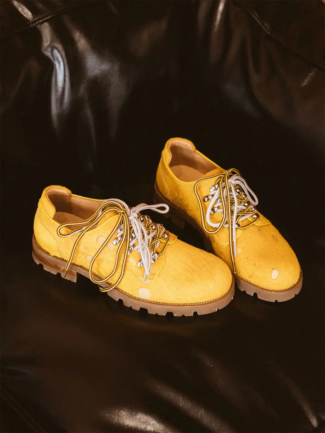 DYZZYMOTIF | Spot Pony Hair Genuine Leather Workwear Derby Shoes