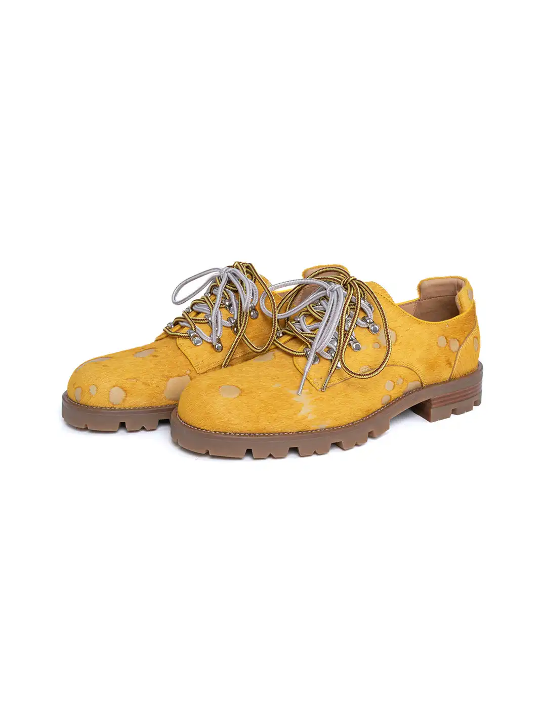 DYZZYMOTIF | Spot Pony Hair Genuine Leather Workwear Derby Shoes
