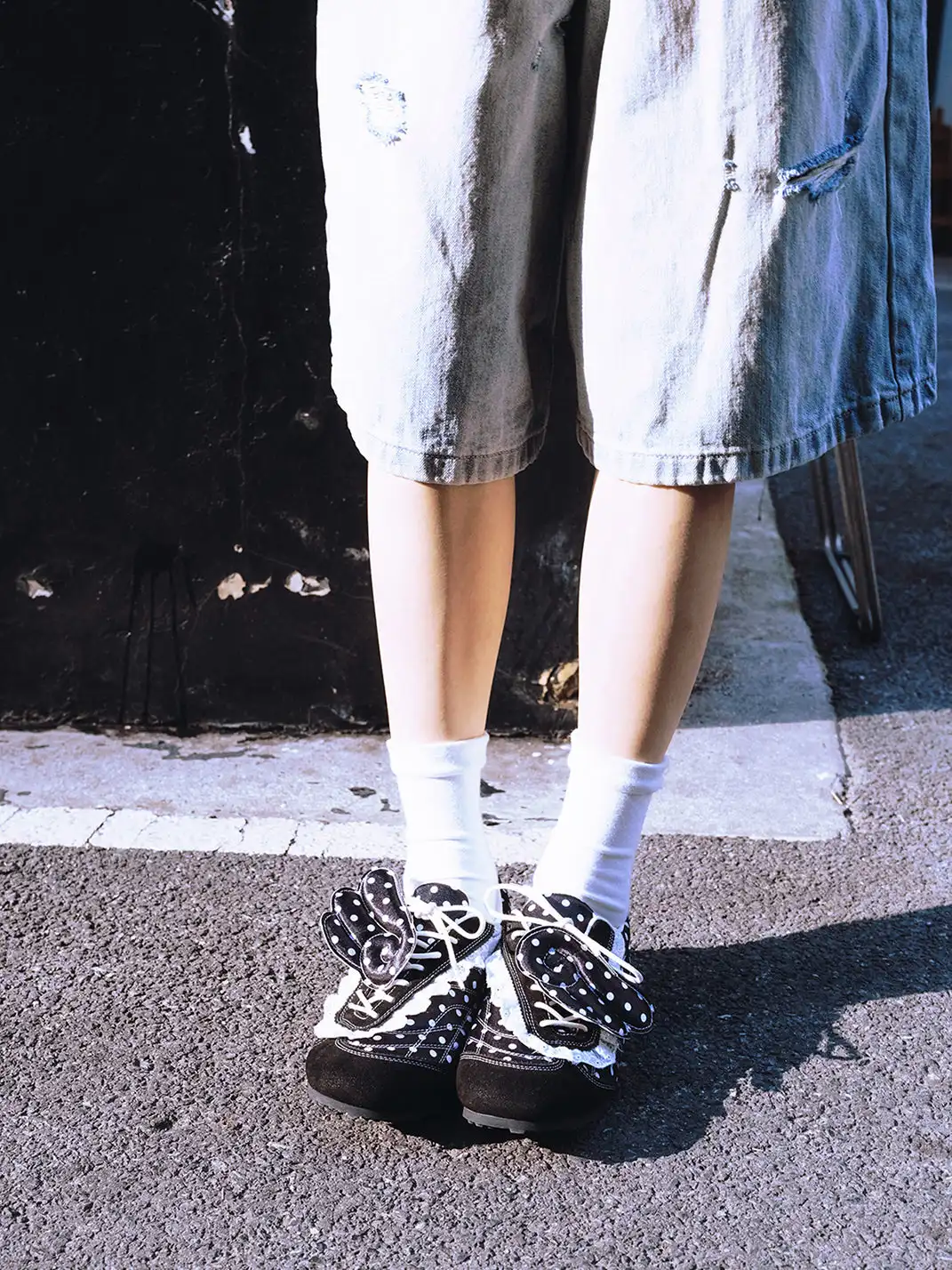 LeStream | Lace Polka Dot Wing Decor Flat Shoes