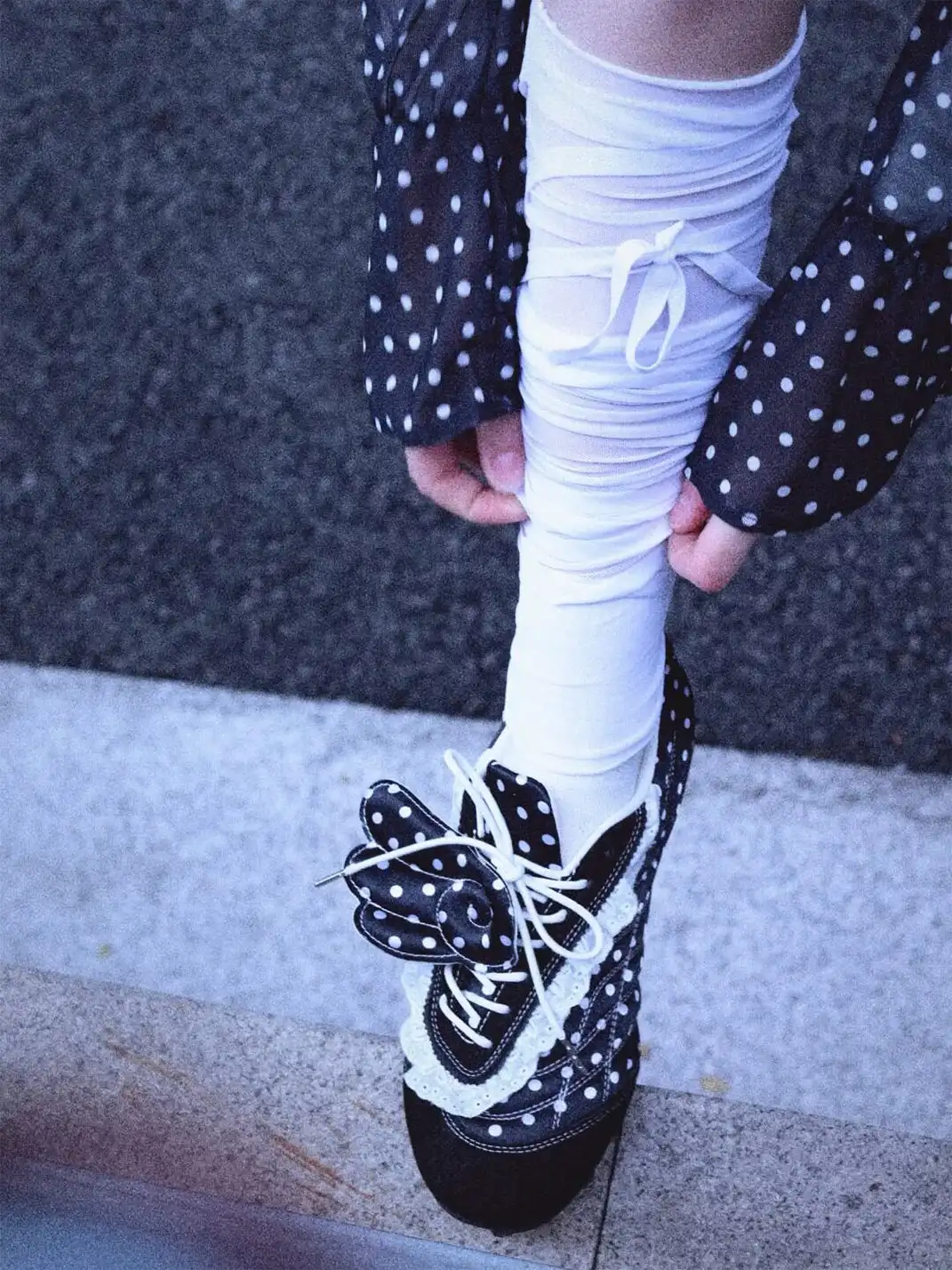LeStream | Lace Polka Dot Wing Decor Flat Shoes