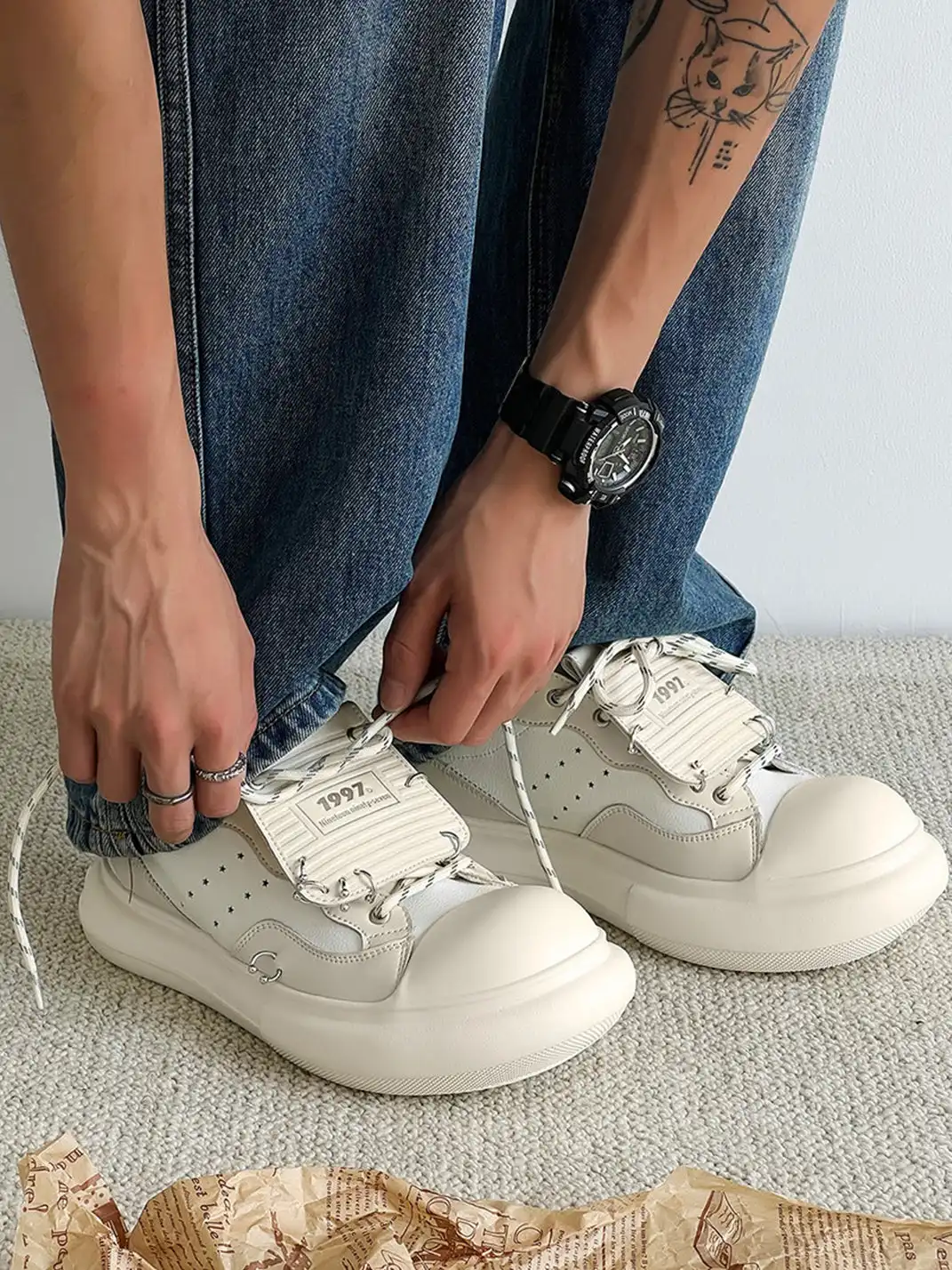 Youthloser | Metal Stud Punk Oversized Round Toe Chunky Platform Shoes