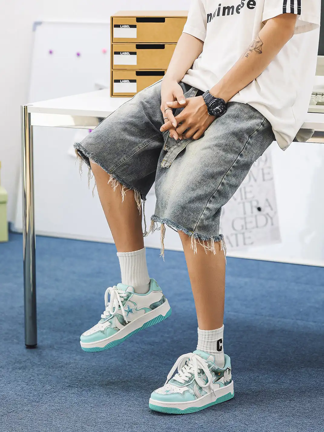 Youthloser | Star Patch Chunky Platform Skate Sneakers