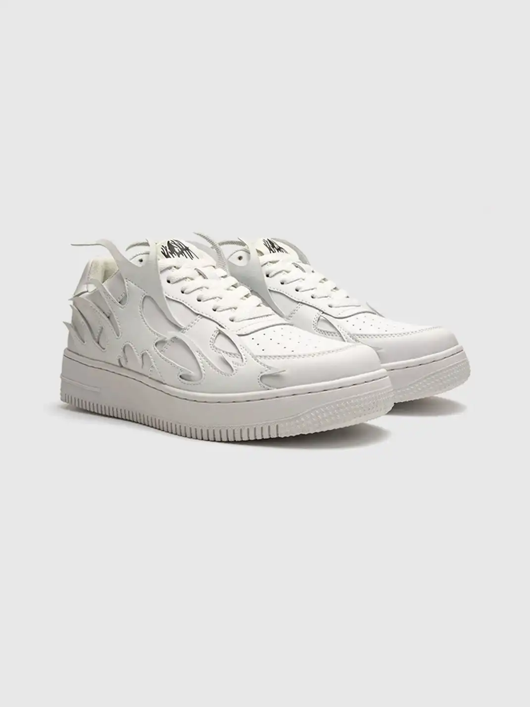 Youthloser | Black And White Flame Graphic Chunky Platform Skate Sneakers
