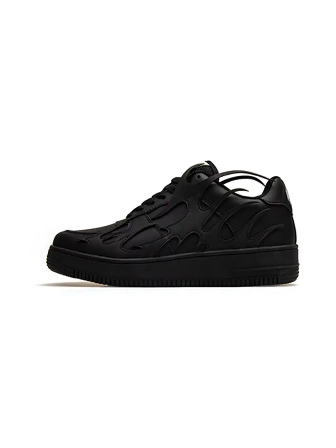 Youthloser | Black And White Flame Graphic Chunky Platform Skate Sneakers