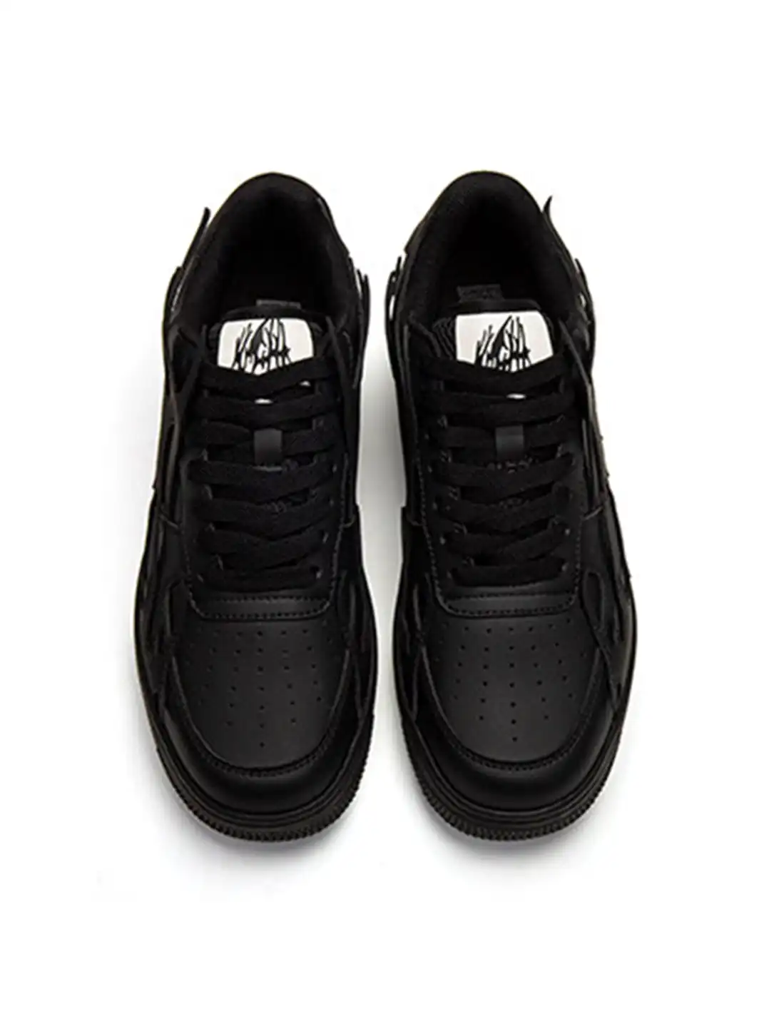 Youthloser | Black And White Flame Graphic Chunky Platform Skate Sneakers