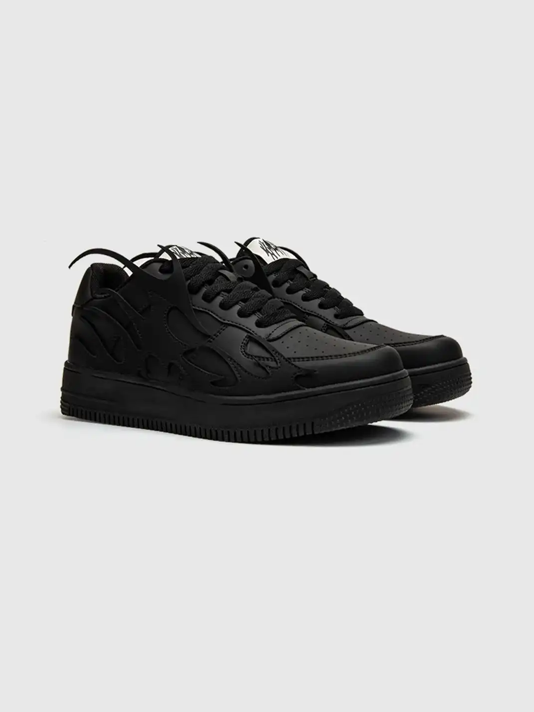 Youthloser | Black And White Flame Graphic Chunky Platform Skate Sneakers