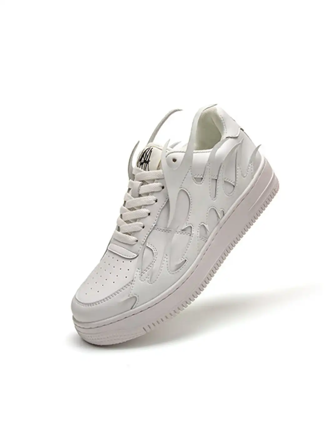 Youthloser | Black And White Flame Graphic Chunky Platform Skate Sneakers