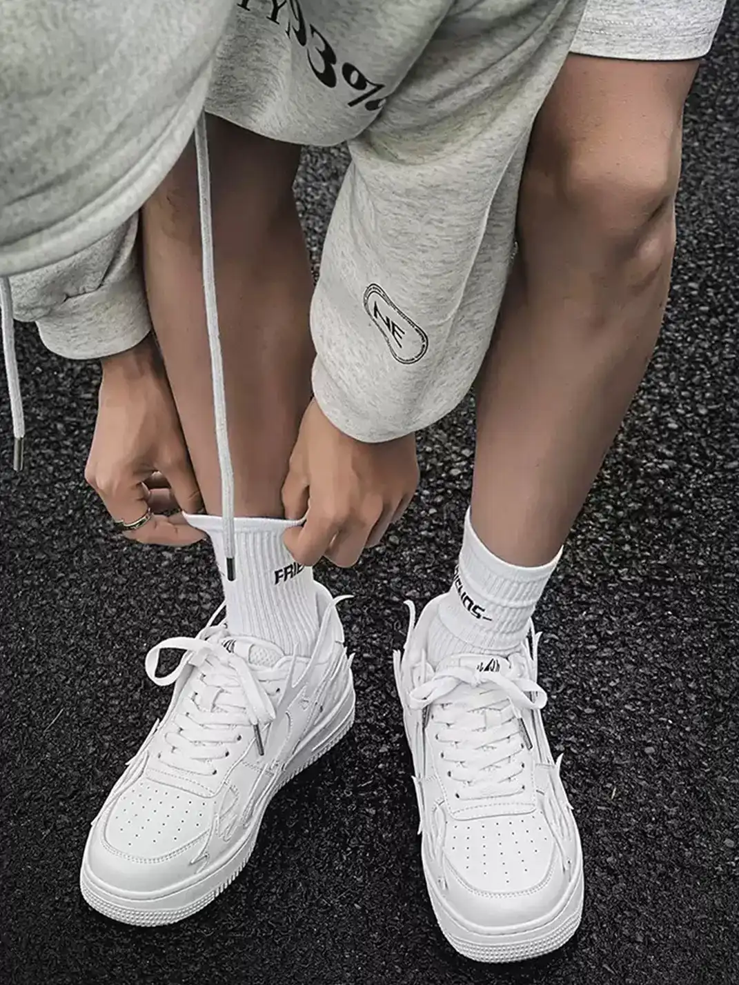 Youthloser | Black And White Flame Graphic Chunky Platform Skate Sneakers