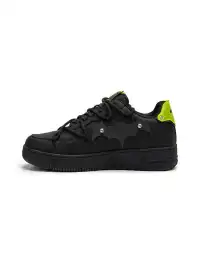 Youthloser | Bat Platform Skate Sneakers With Fluorescent Green Accent