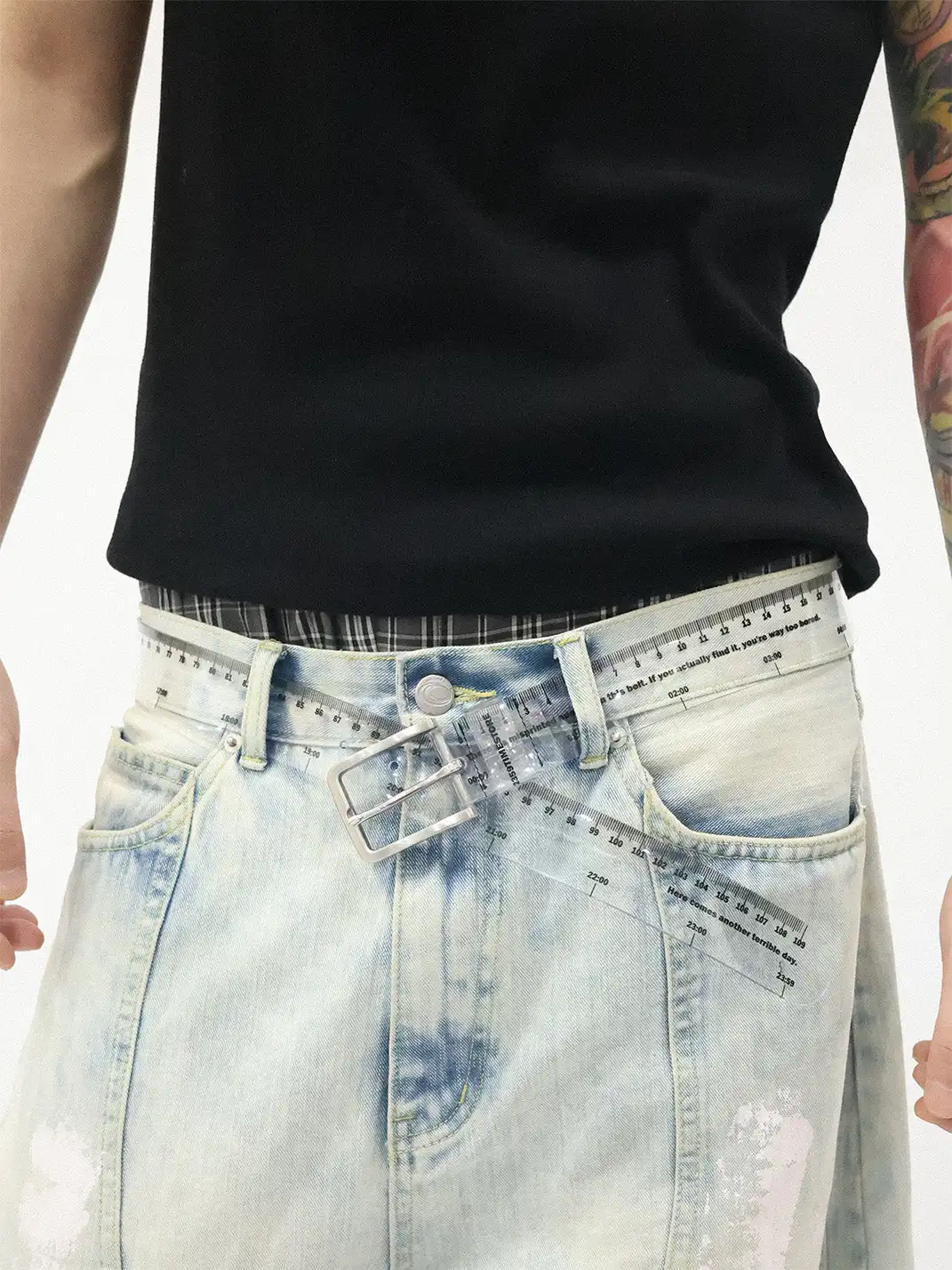 2359TIMESTORE | Ruler Hand Drawn Graffiti Slogan Clear PVC Belt