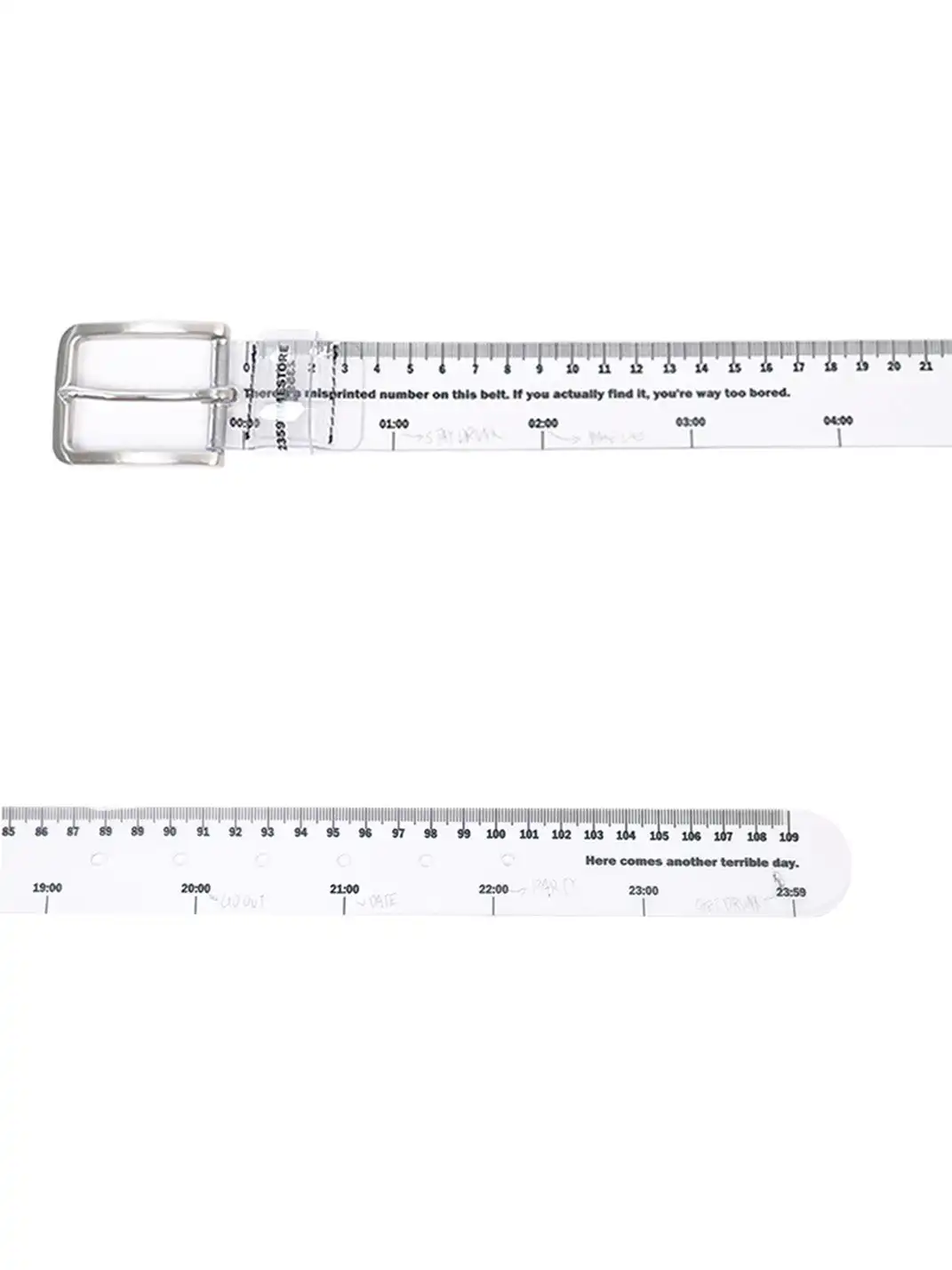 2359TIMESTORE | Ruler Hand Drawn Graffiti Slogan Clear PVC Belt