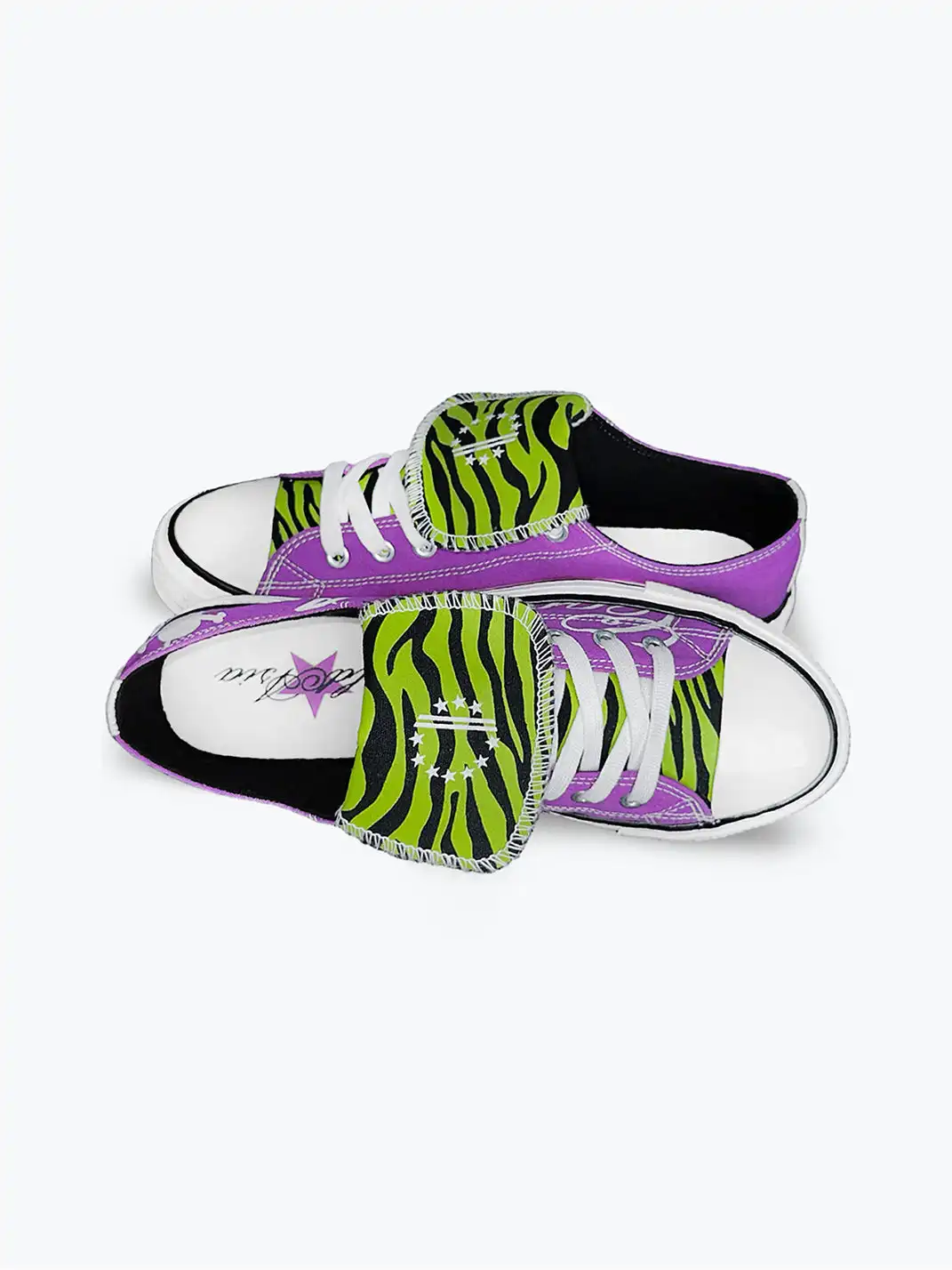 Coldasia | Zebra Print Script Font Skull Canvas Shoes