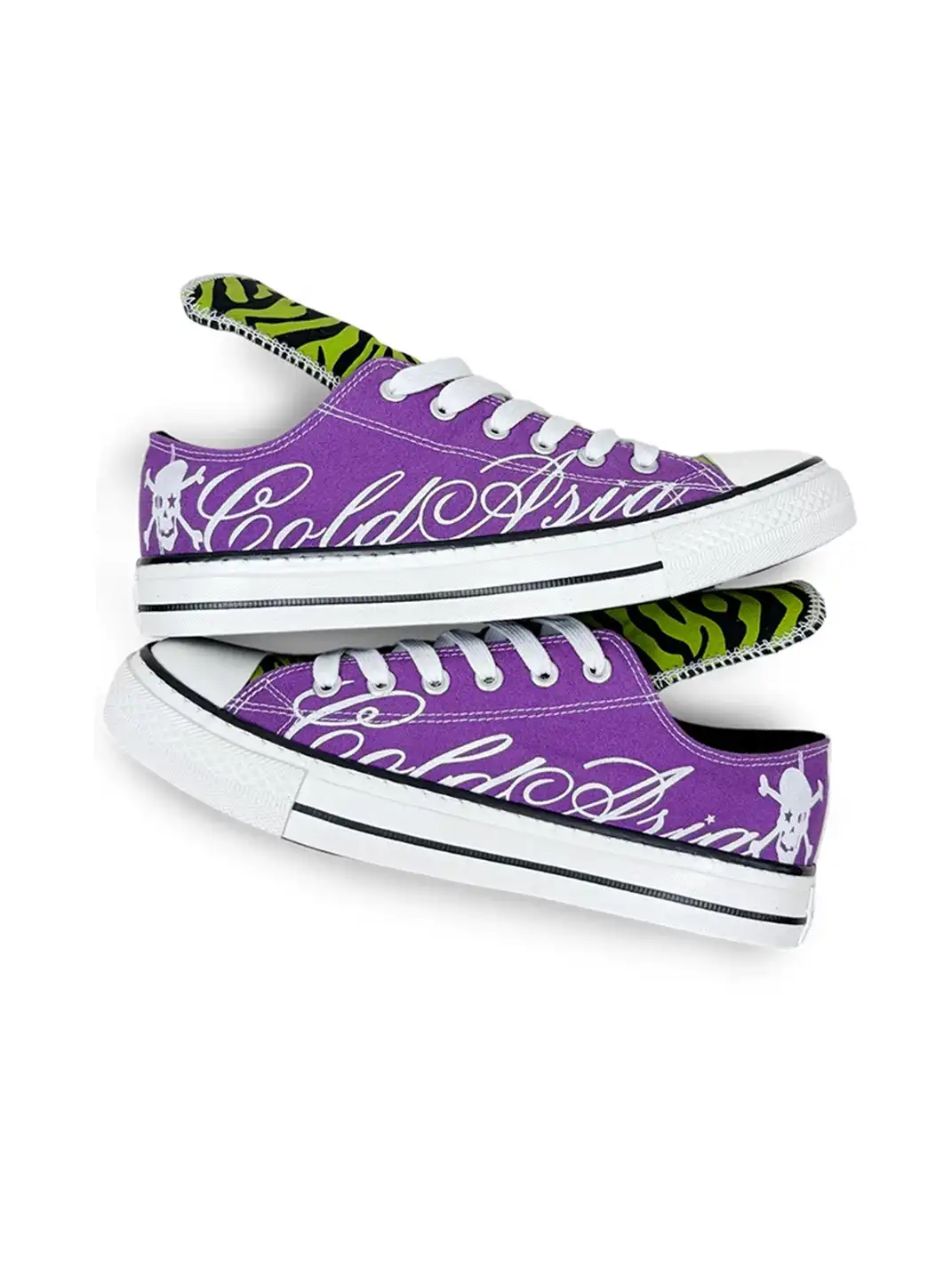 Coldasia | Zebra Print Script Font Skull Canvas Shoes