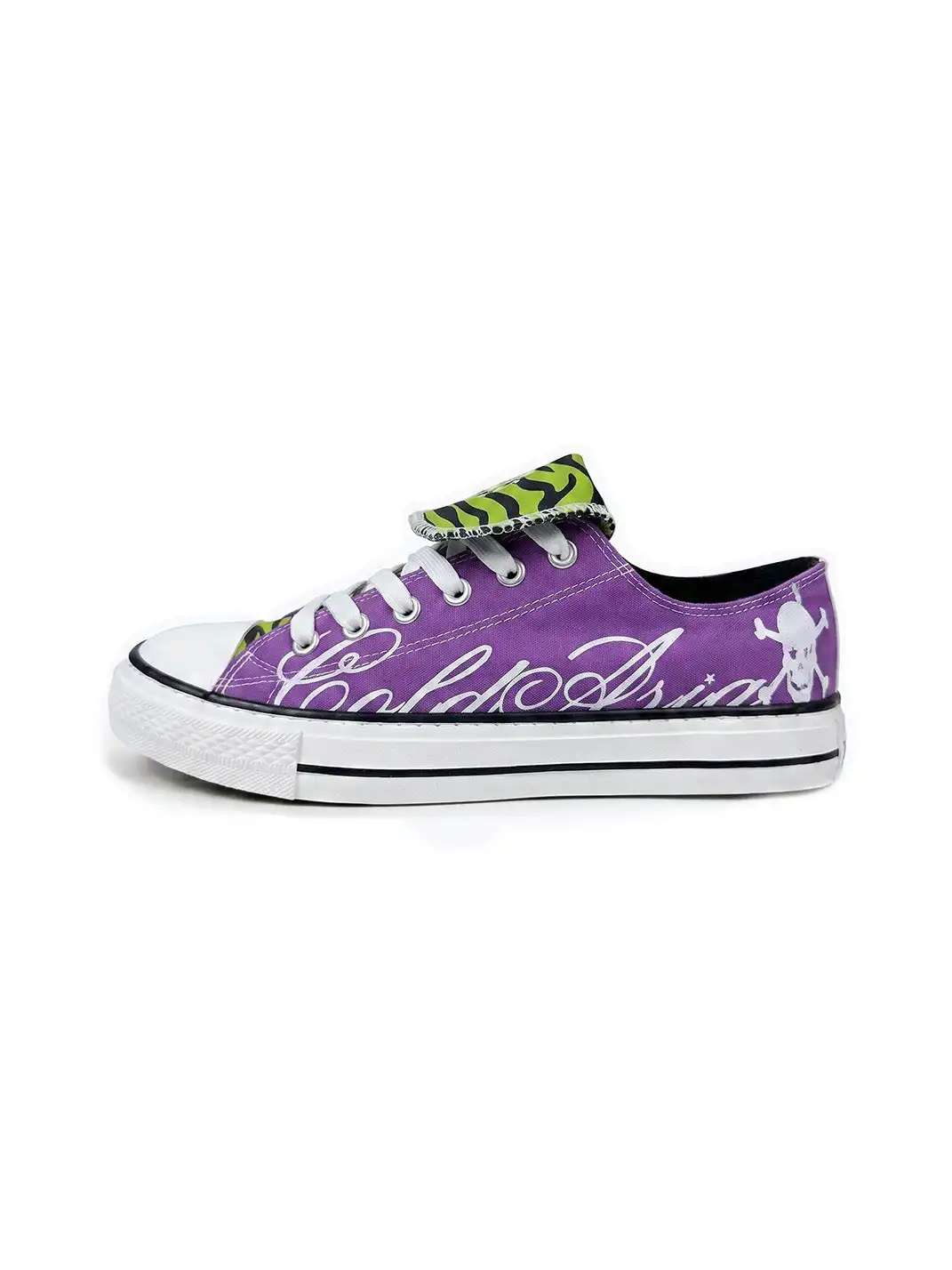 Coldasia | Zebra Print Script Font Skull Canvas Shoes