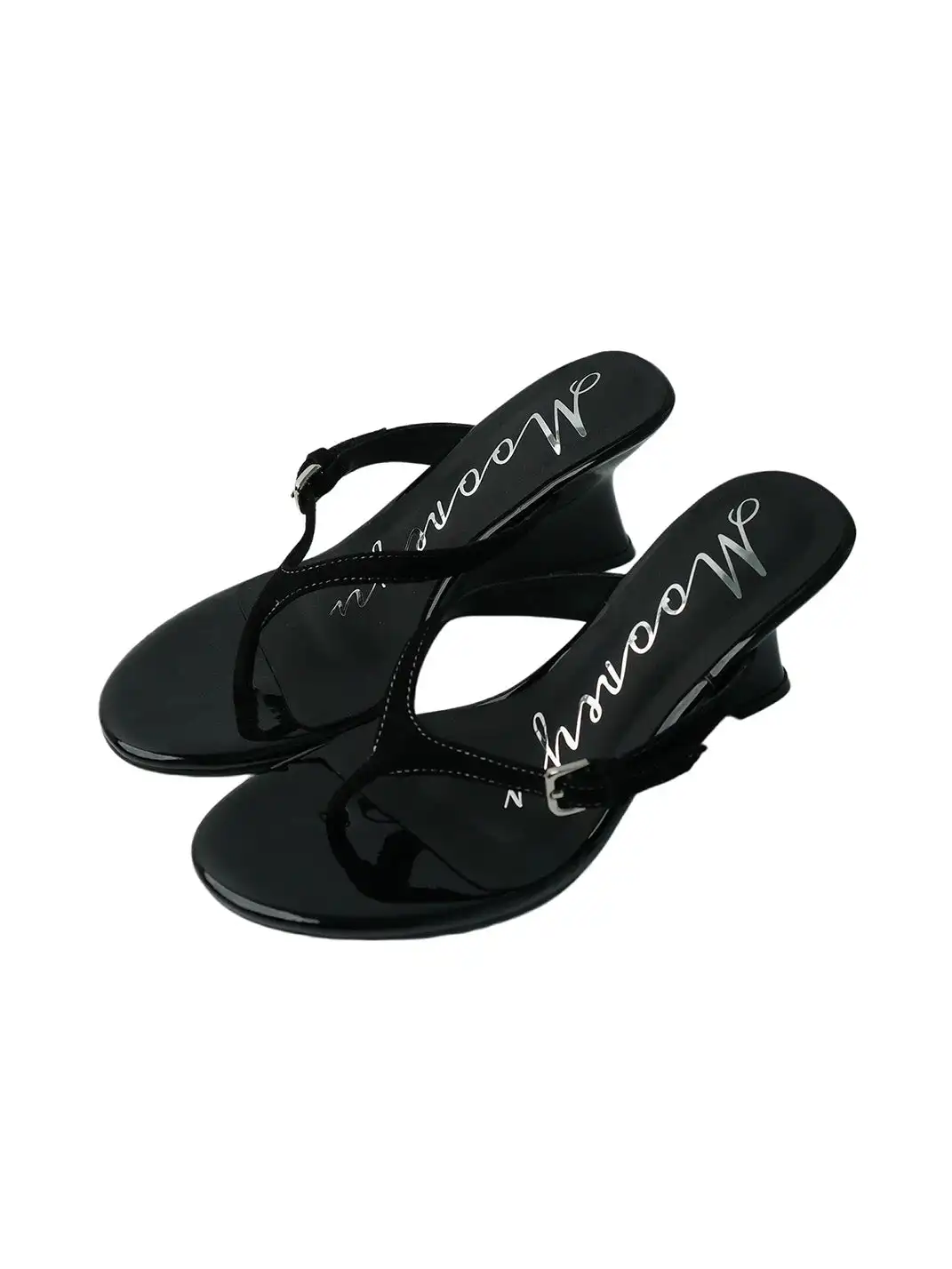 Mooreyu Atelier | Sheepskin Thong Round Toe High Heel Sandals