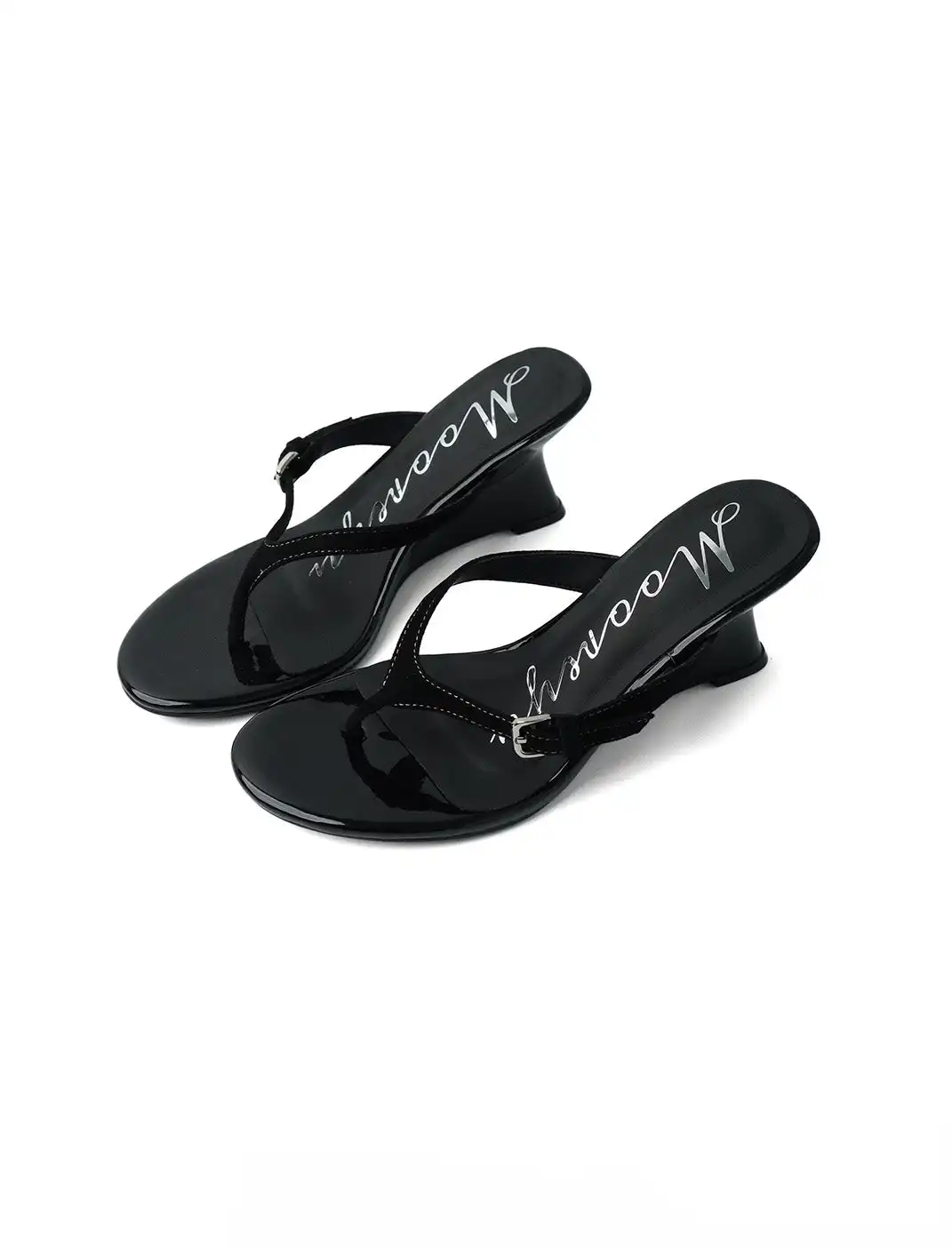 Mooreyu Atelier | Sheepskin Thong Round Toe High Heel Sandals