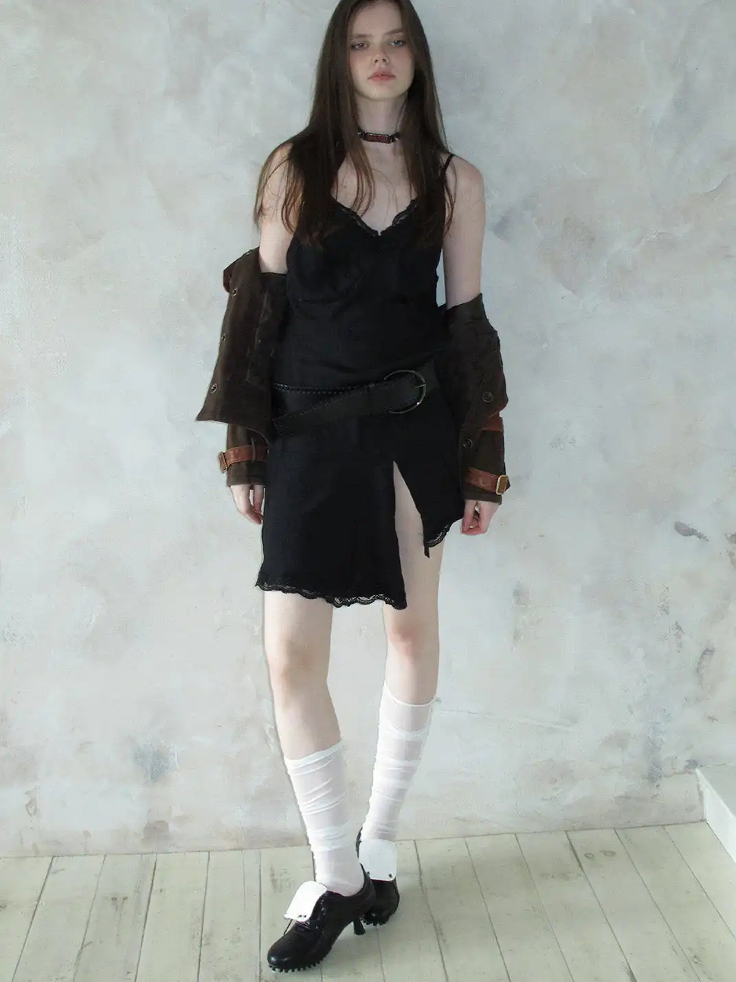 Mooreyu Atelier | Fold Cuff Lace-Up Stiletto Heel Mary Jane Shoes