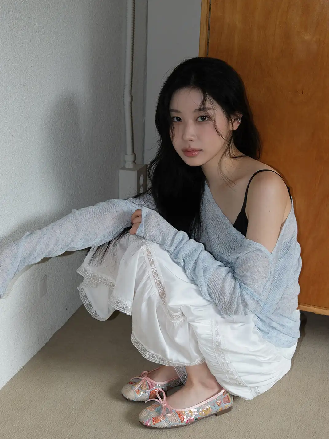 Mooreyu Atelier | Bow Round Toe Lace Ballet Flats
