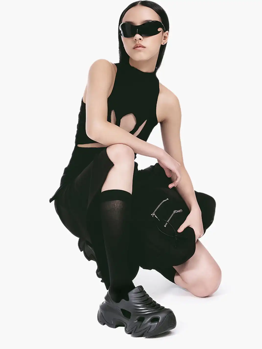 OGR | Black Hollow Out Platform Clogs