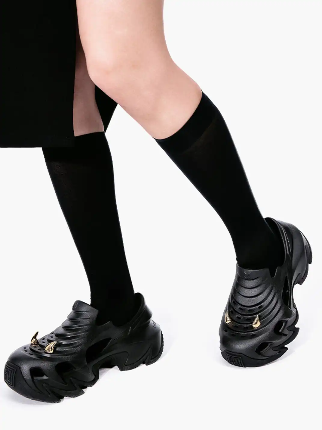 OGR | Black Hollow Out Platform Clogs