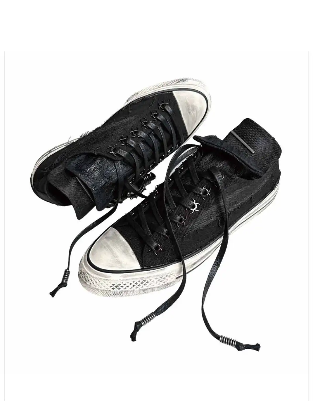 Cinder Vein | Double Tongue Spring Distressed Canvas Shoes