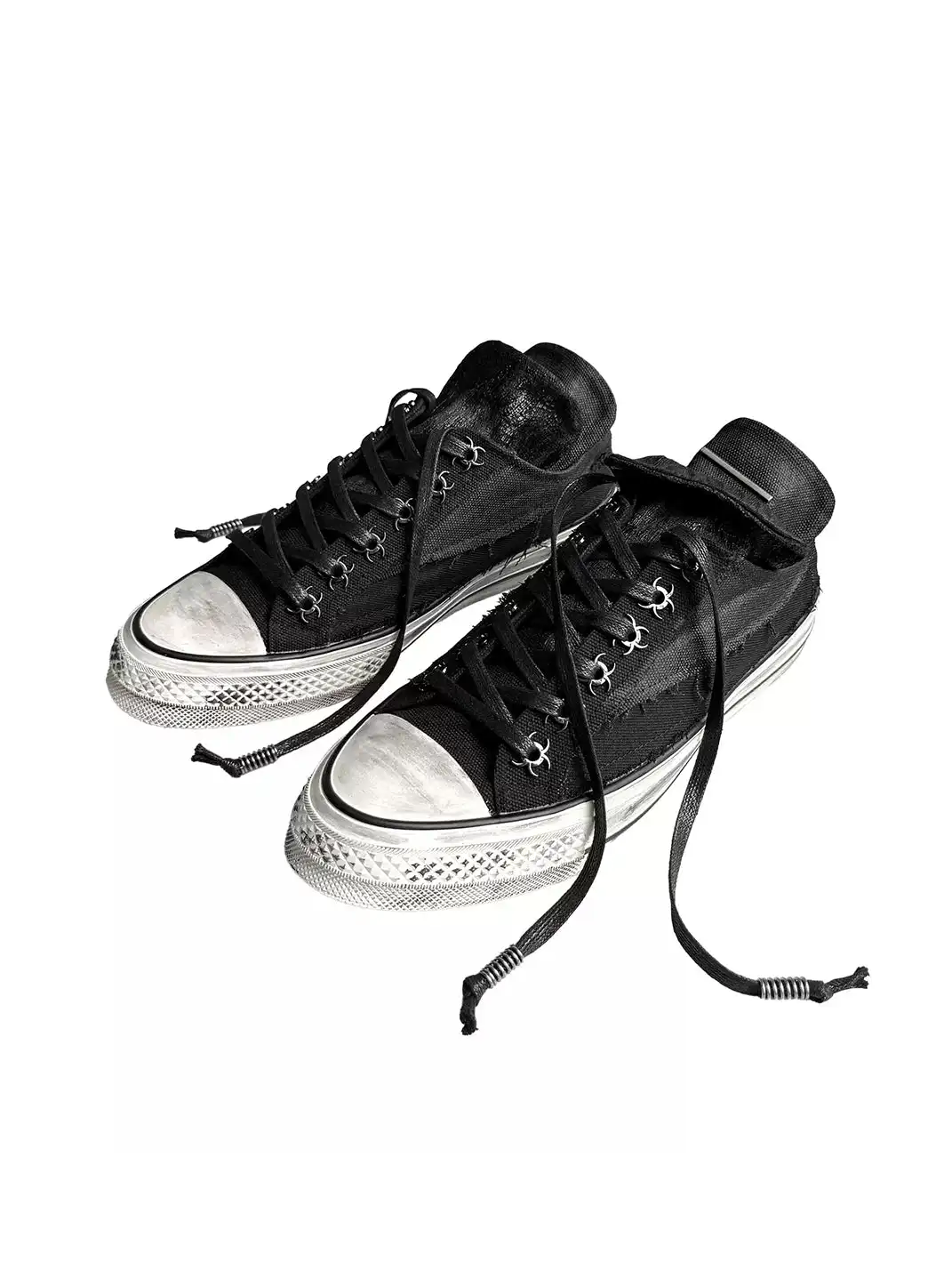 Cinder Vein | Double Tongue Spring Distressed Canvas Shoes