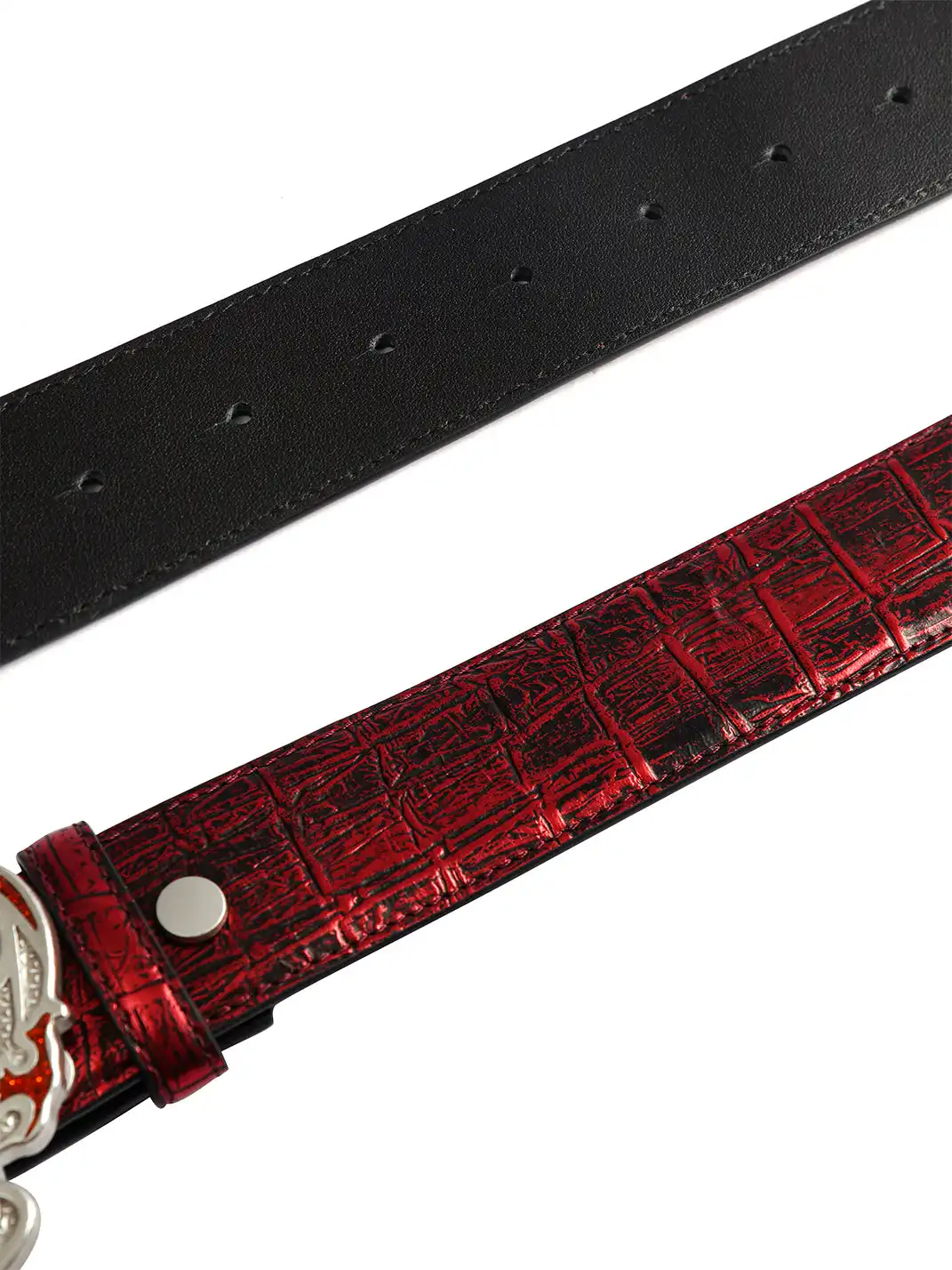 TecNineGroup | Crown Glitter Detachable Crocodile Grain Top Layer Cowhide Belt