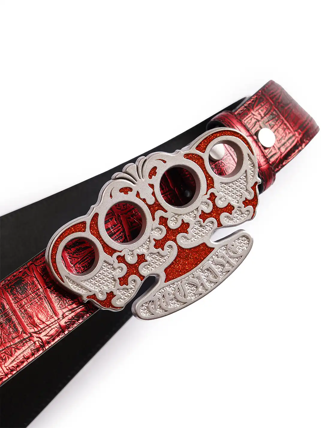 TecNineGroup | Crown Glitter Detachable Crocodile Grain Top Layer Cowhide Belt