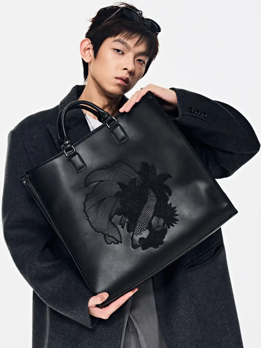 YADAMUI | Fish Print Briefcase Tote Bag