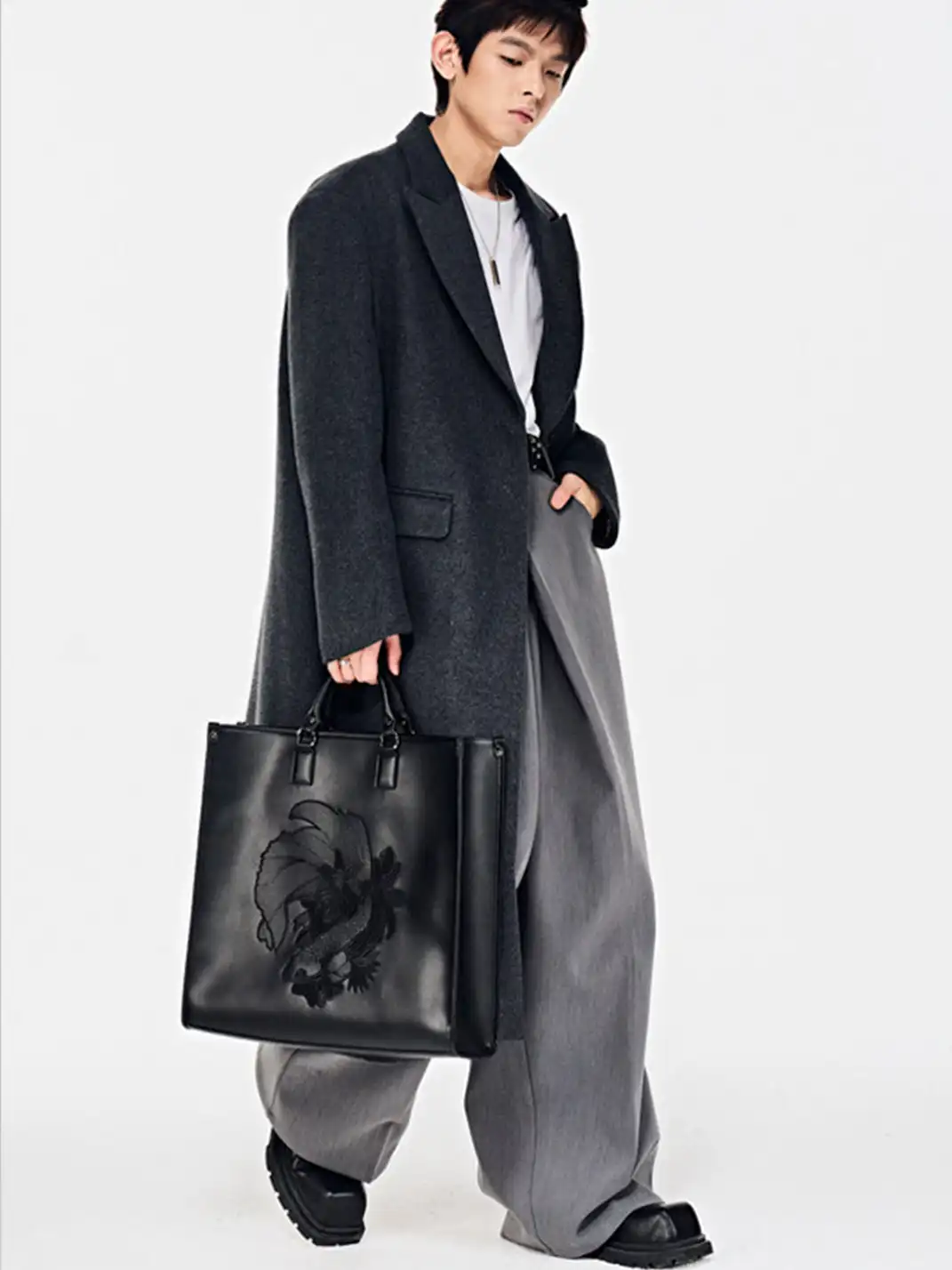 YADAMUI | Fish Print Briefcase Tote Bag