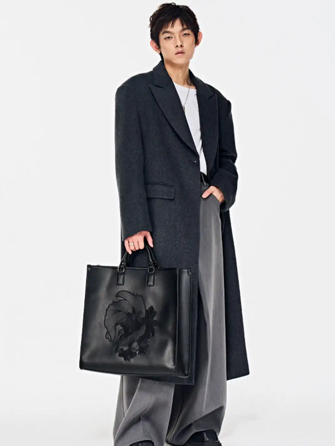 YADAMUI | Fish Print Briefcase Tote Bag