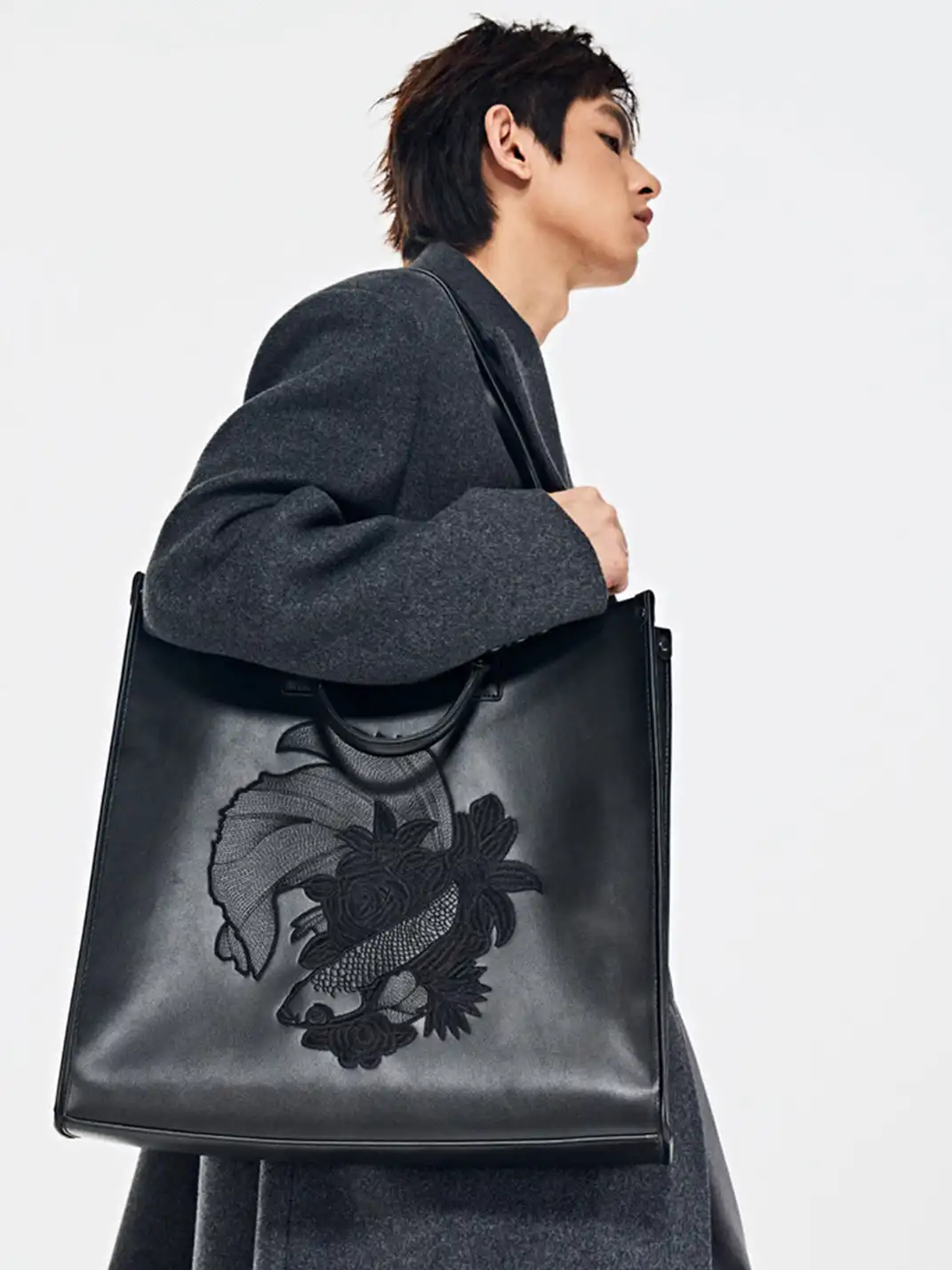 YADAMUI | Fish Print Briefcase Tote Bag