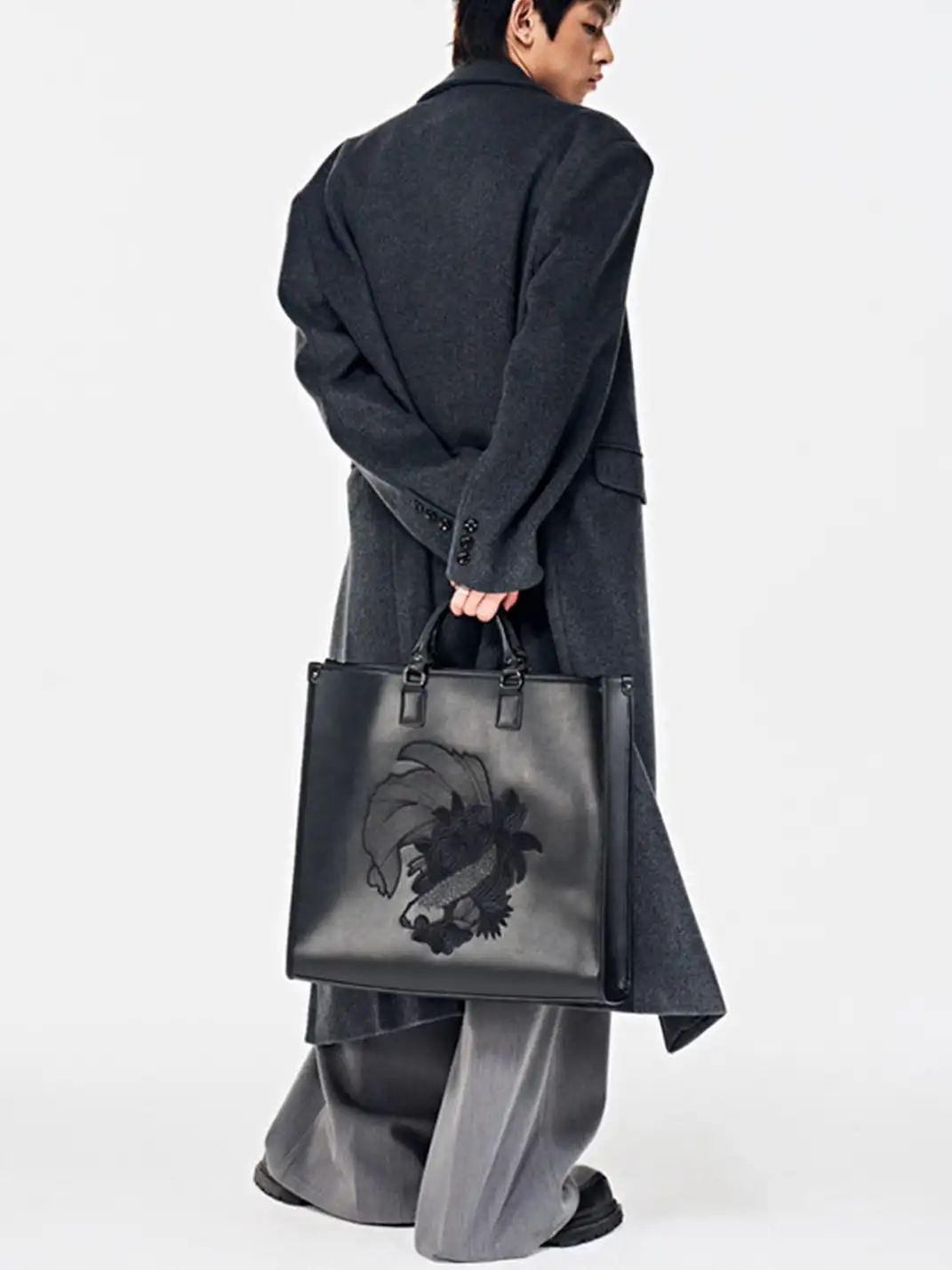 YADAMUI | Fish Print Briefcase Tote Bag