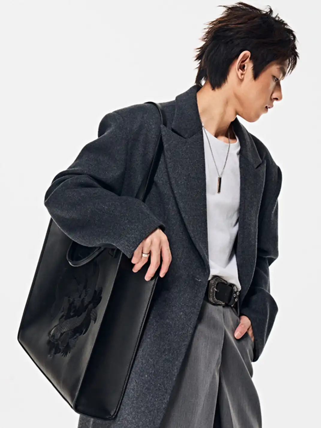 YADAMUI | Fish Print Briefcase Tote Bag