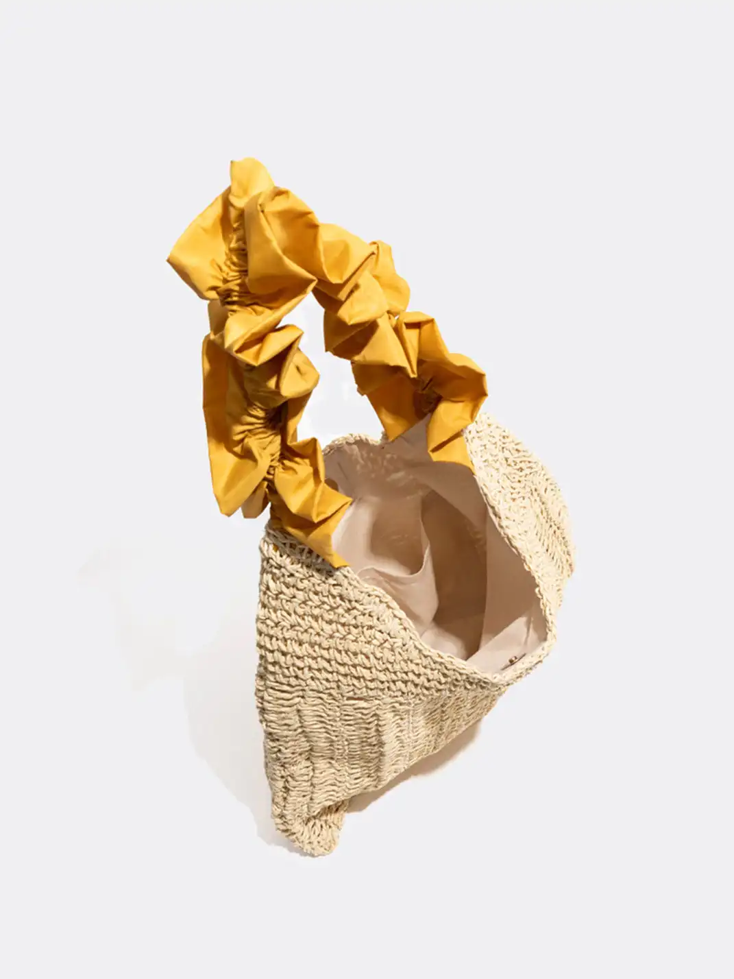 MABULA | Straw Bag With Ruffled Lace Trim Shoulder Bag