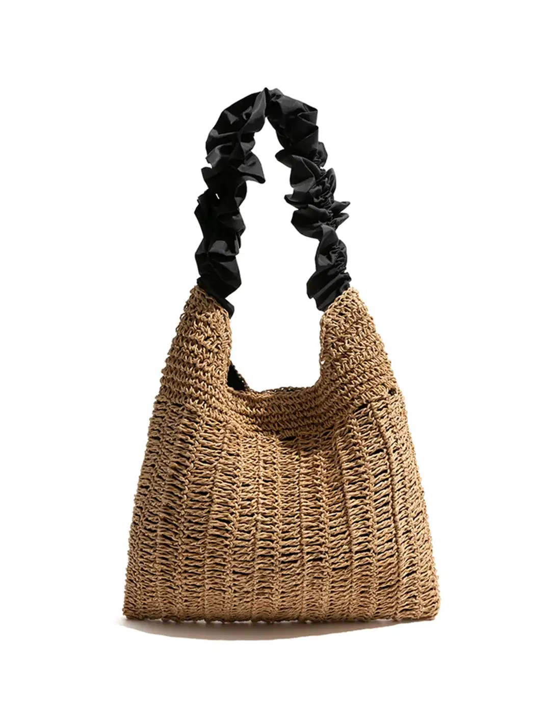 MABULA | Straw Bag With Ruffled Lace Trim Shoulder Bag