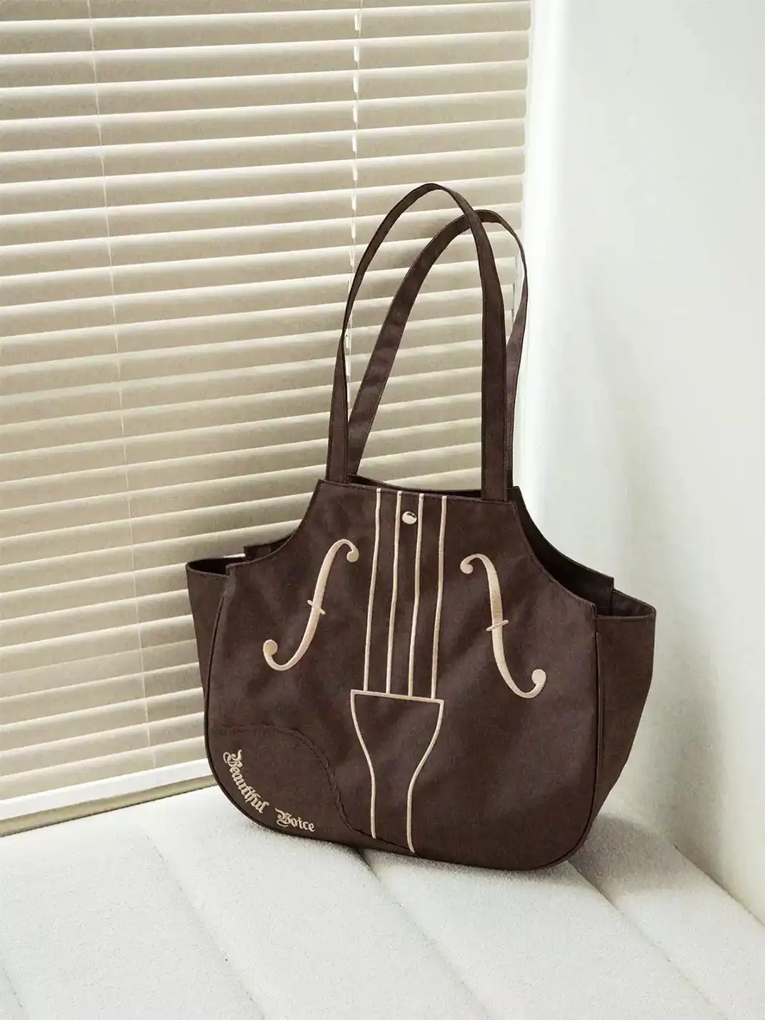 HIATUS | Embroidered Violin Casual Shoulder Tote Bag