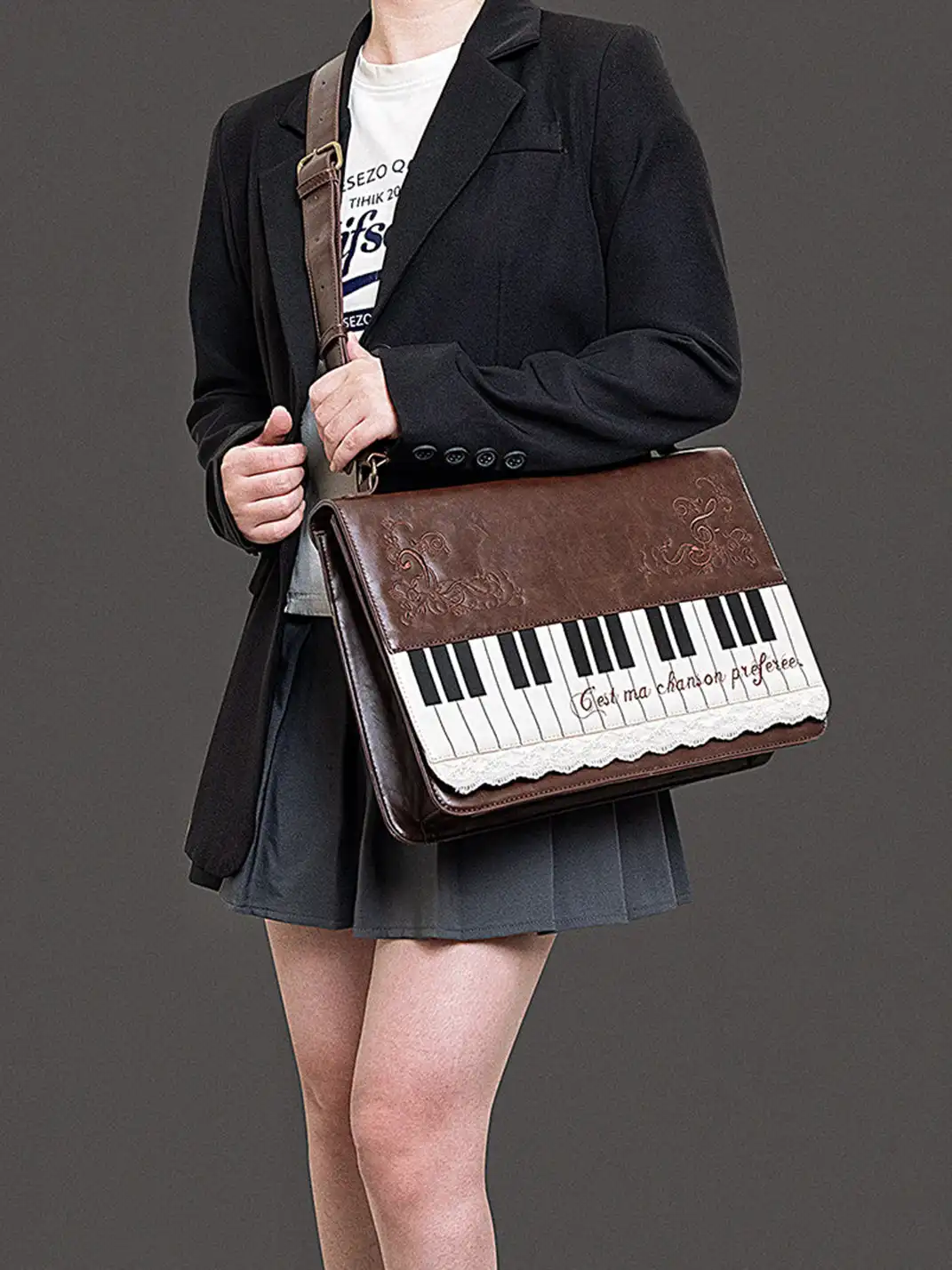 HIATUS | Piano Embroidered Lace Convertible Backpack Crossbody Bag