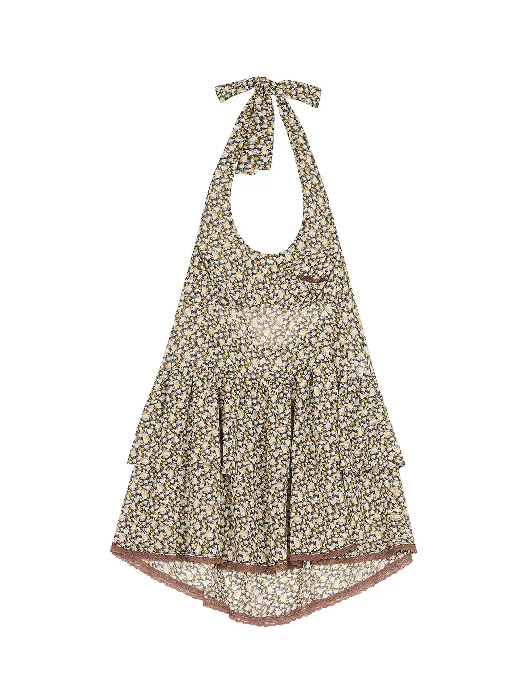 Achihara | Pleated Backless Halter Cropped Dress