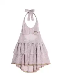 Achihara | Pleated Backless Halter Cropped Dress