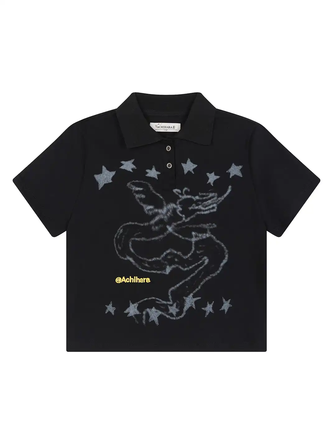Achihara | Electronic Dragon Print Polo T-Shirt