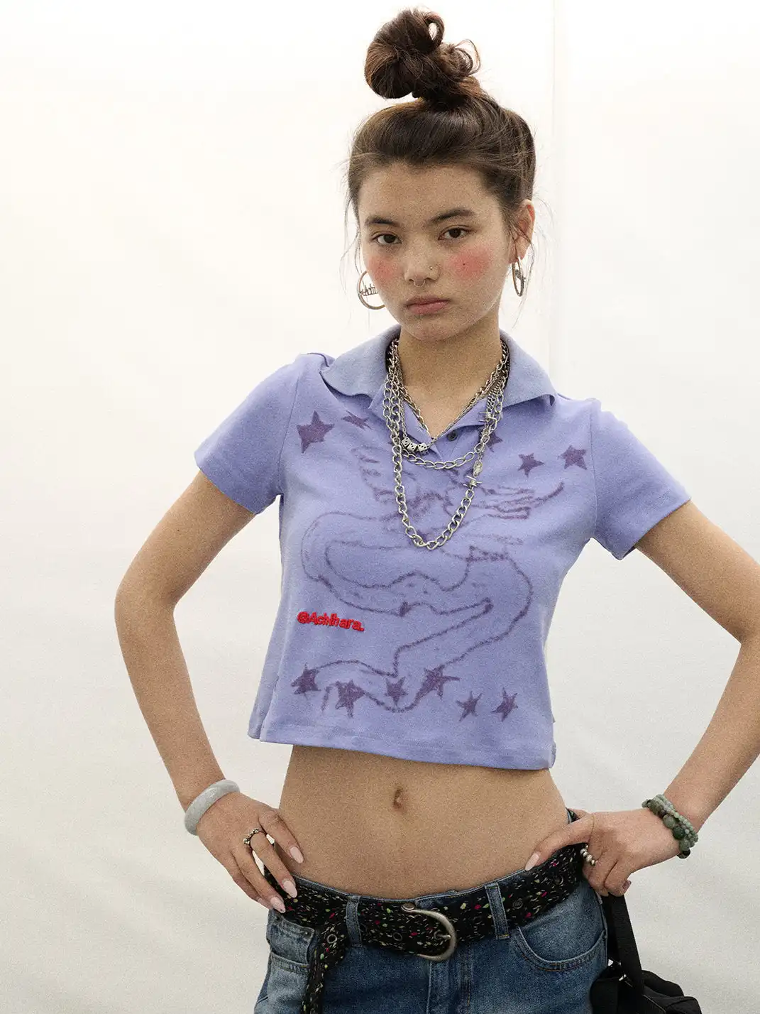 Achihara | Electronic Dragon Print Polo T-Shirt