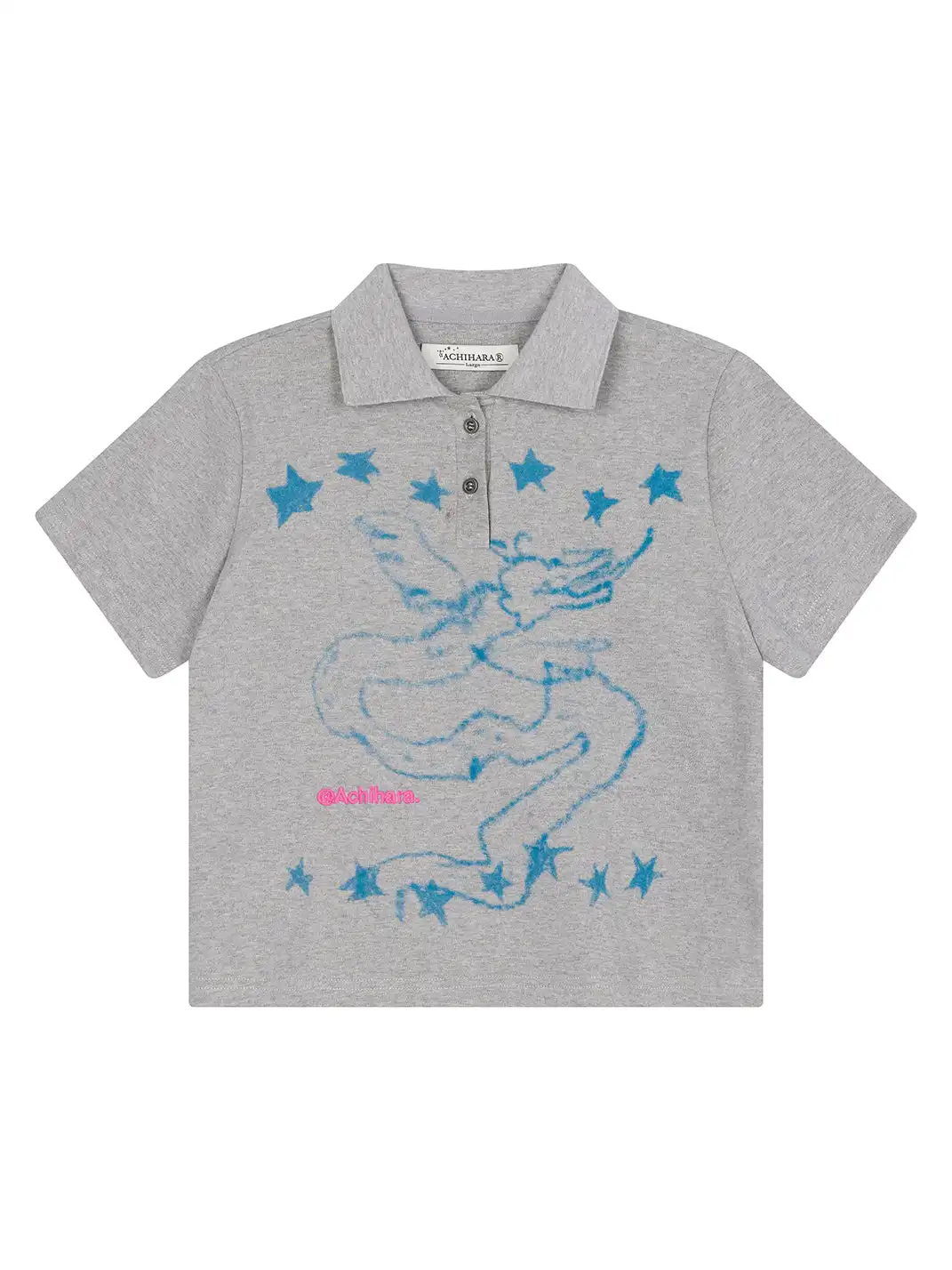 Achihara | Electronic Dragon Print Polo T-Shirt