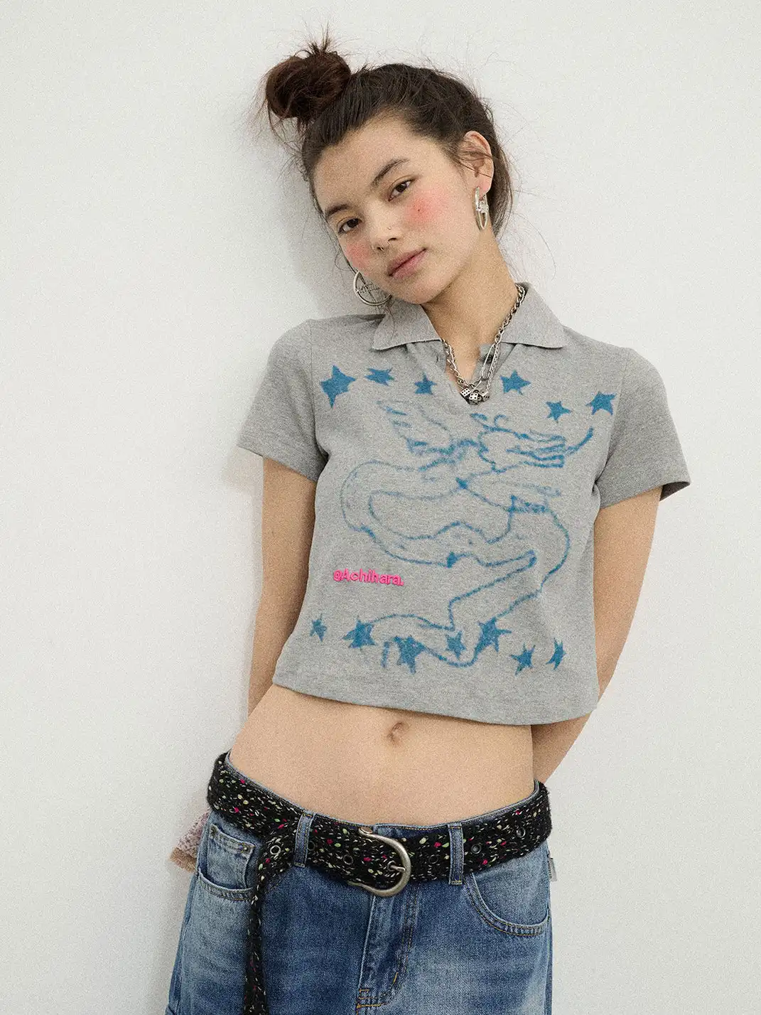 Achihara | Electronic Dragon Print Polo T-Shirt
