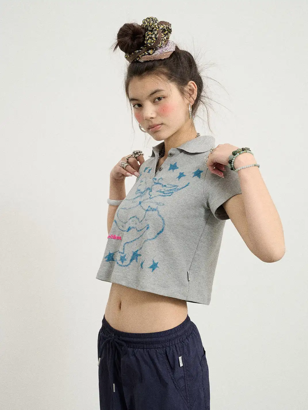 Achihara | Electronic Dragon Print Polo T-Shirt