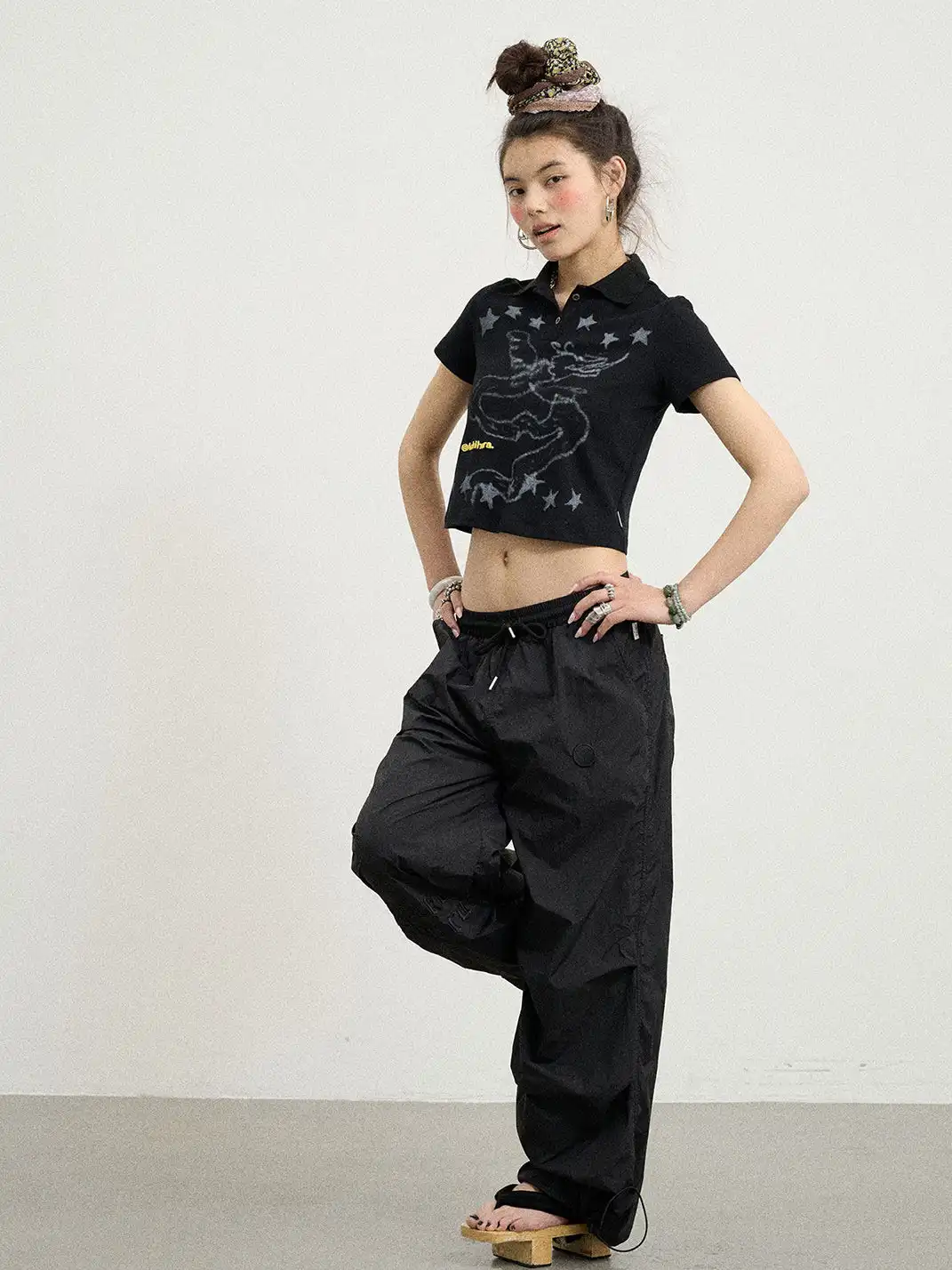 Achihara | Electronic Dragon Print Polo T-Shirt