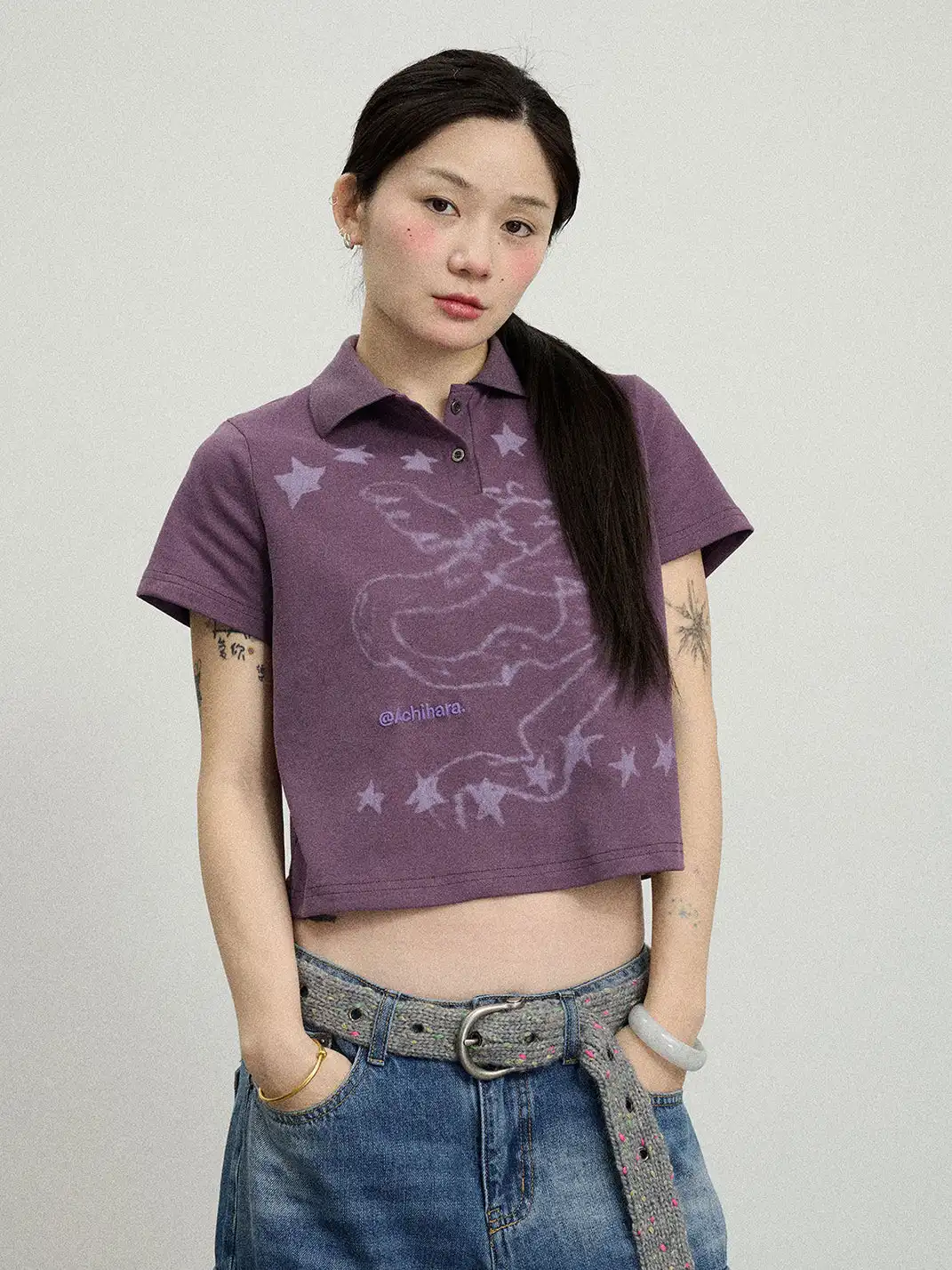 Achihara | Electronic Dragon Print Polo T-Shirt
